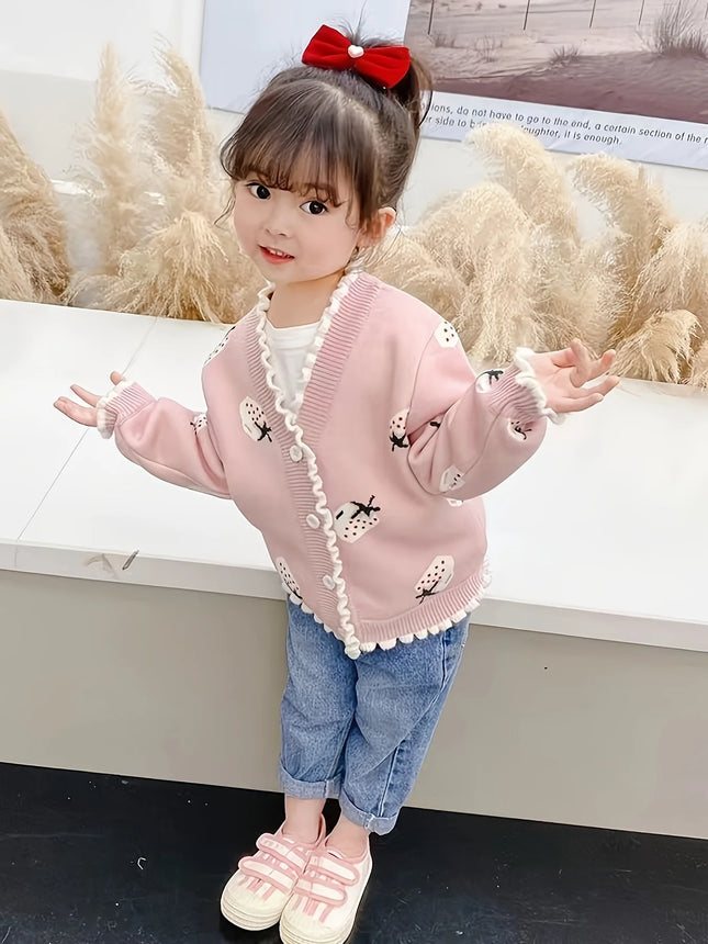 Girls' Knitted Cardigan Autumn New Style for Young Children and Toddlers Trendy Sweater Cardigan Top Jacket