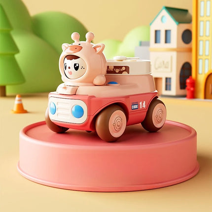 Baby Puzzle Cartoon Toy Car with Multiple Gameplay Modes Inertia Sliding Face Chang Whistl Small Car Children Time Cognition Toy