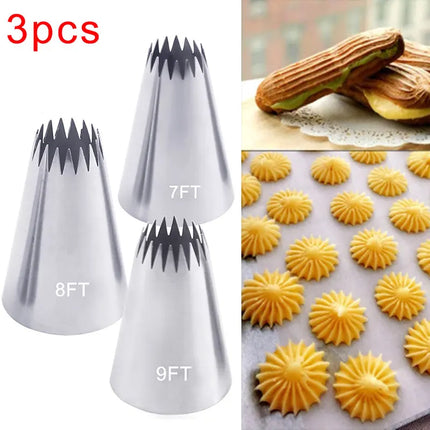 7FT 8FT 9FT Cake Decorating Tips Set Russian Open Star Piping Nozzles Tips Cupcake Cookies Icing Piping Pastry Nozzles