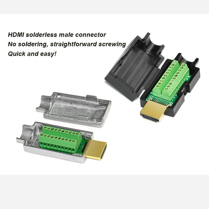 Solder-Free HDMI Male Connector Plug with Shell Kit - Easy DIY Upgrade for Repairing HDMI Cable Ends & Wires