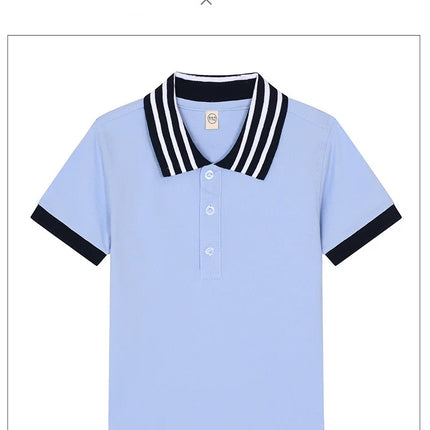 2025 White T-shirt, Children's Polo Shirt, Short Sleeve, All Cotton, Boys and Girls' Collar, White School Uniform, Eton Same Col