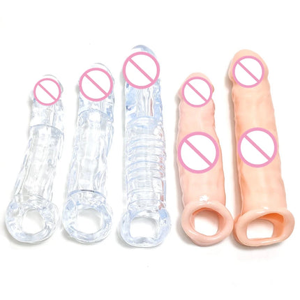 Premium Silicone Penis Extender Sleeve–Reusable Male Enhancement Delay Ejaculation Cover for Men,Penis Pump Attachment Adult Toy