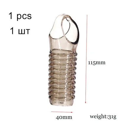 New Reusable Penis Sleeve Glans Penis Enlarger Extender Delay Ejaculation Cock Ring Sex Toys for Men Couples