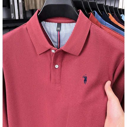 High-end brand 100% cotton long sleeve polo shirt, fashion luxury, pony embroidery, business casual comfort, new Paul men's T-shirt