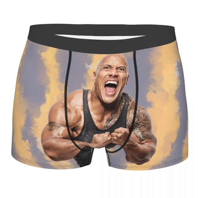 Custom Male Cool The Rock Dwayne Meme Underwear American Actor Johnson Boxer Briefs Stretch Shorts Panties Underpants