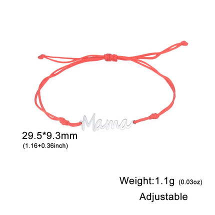 Skyrim Stainless Steel Gold Color Mama Letter Beads Charm Bracelet Red Rope Bracelets Women Waterproof Jewelry Mother's Day Gift