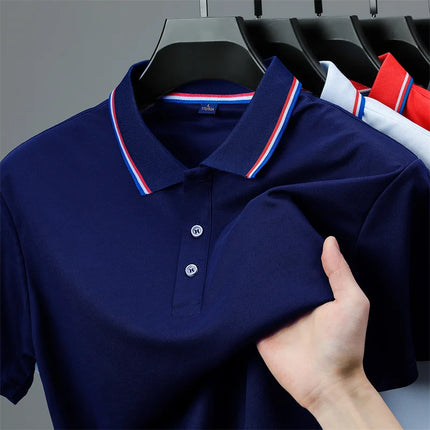 2025 New Men's Casual Solid Color Short-Sleeved Polo Shirt Summer Fashionable and Comfortable Versatile Top