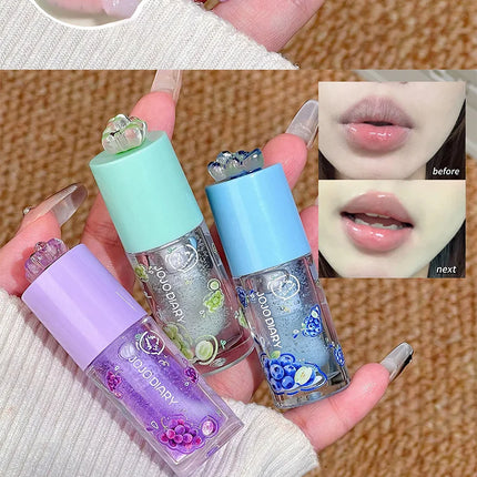 Jojo Diary Fruit Scented Lip Oil: Provides Hydration and Moisturizing, Preventing Chapped Lips and Improving Wrinkles, and Is a Korean-Style Water Gloss Lip Gloss Suitable for Winter Lip Care.