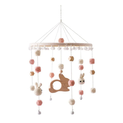 DIY Baby Crib Bed Bell Holder Arm Toy Imitation Wood Grain Infant Bed Decoration Toys Rotating Music Box Nut Screw Arm Bracket
