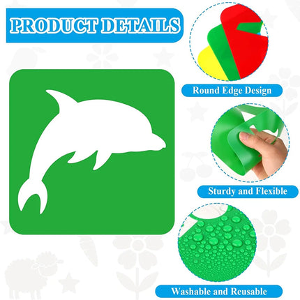 6PCS/Set Drawing Stencils for Kids Washable Reusable  Learning Themed Primary Shape Template for Kid Toddlers Preschool TMZ