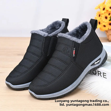 Winter New Fleece Lined Anti-slip Soft Bottom Women's Short Boots Thick Warm Cotton Shoes round Toe Casual Style Comfortable