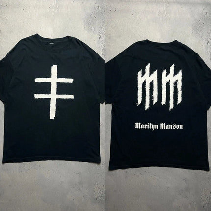 Gothic Rock Marilyn Manson Fan Tees Vintage Death Hype T-shirts Men Women Oversized Y2k 90s Pure Cotton Streetwear Clothing Tops