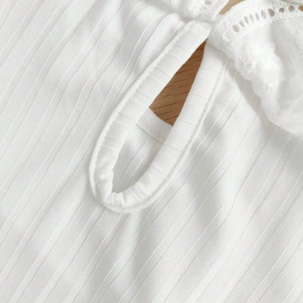 Spring New Simple Comfortable Casual Lace Collar Round Collar Long Sleeve Triangle Clothes Pit Strip Cute Baby Clothes