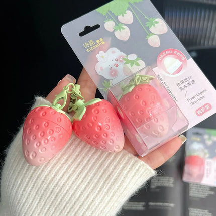 Strawberry Keychain Temperature Color Changing Lipstick Long Lasting Moisturizing Nourishing Lip Balm Cute Lip Gloss Cosmetics