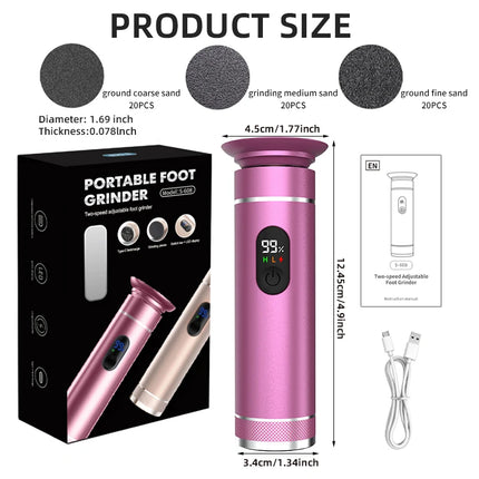 Aluminum Alloy Electric Foot Grinder For Feet - Dual Power Type-C/Battery, Callus & Dead Skin Remover Pedicure Tool  USB