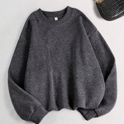Winter Womens Solid Sweatshirts Casual Comfortable Warm Hoodies Loose Crewneck Fleece Pullover Tops Autumn Womans Streetwear
