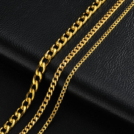 Vintage Punk Chain Necklace for Men Women,3/5/7mm Stainless Steel Cuban Chain Collars,Classic Metal Jewelry Gift for Him