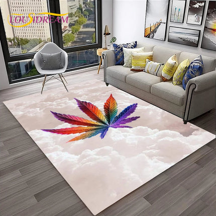 Weed Plants Maple Leaf Carpet Rug for Home Living Room Bedroom Sofa Playroom Doormat Kitchen Decor,Area Rug Non-slip Floor Mat