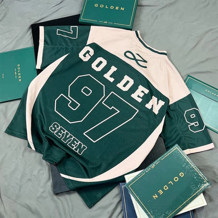 2026 New Women's Spring/Summer Y2K Fashion Casual Golden 97 Mesh Jersey Oversized Breathable Quick-Drying Sports T-shirt