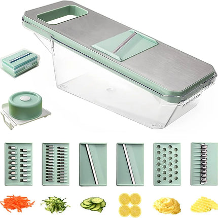 LMETJMA 6 in 1 Vegetable Slicer Mandoline Vegetable Slicer with 6 Interchangeable Blades Veggie Slicer Julienne Shredder JT105