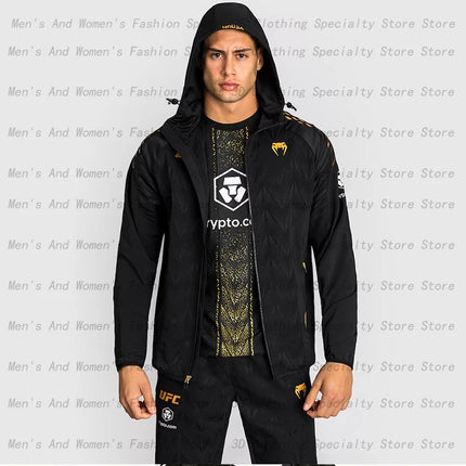 2026 New Men's UFC Zenith Black/Gold Authentic Fighting Night Champion Full Zipper Hoodie 3D Outdoor Extreme Sports Large Top6XL