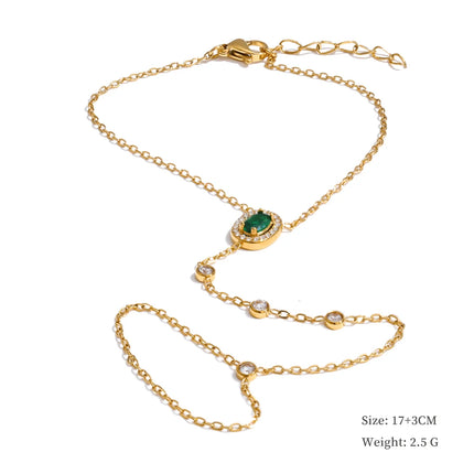 Yhpup Trendy Stainless Steel Zircon Beads Back of Hand Chain Finger Bracelet Fashion Chic Sexy Jewelry Waterproof Wholesale Gift