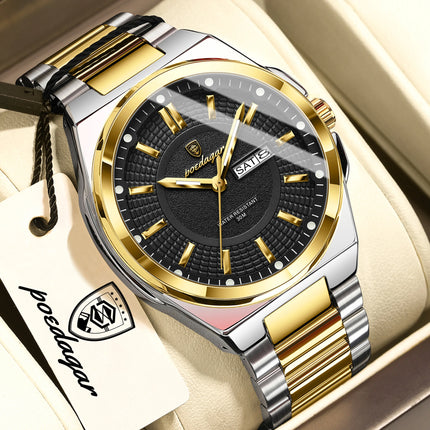 POEDAGAR Luxury Business Men's Watches Stainless Steel Waterproof Luminous Men's Watch Date Week Quartz Original Men's Wristwatches