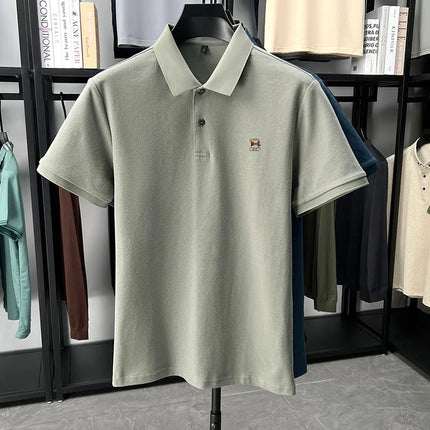 High-end brand 100% cotton short sleeve polo shirt men's summer new soft breathable lapel T-shirt fashion letter embossed top