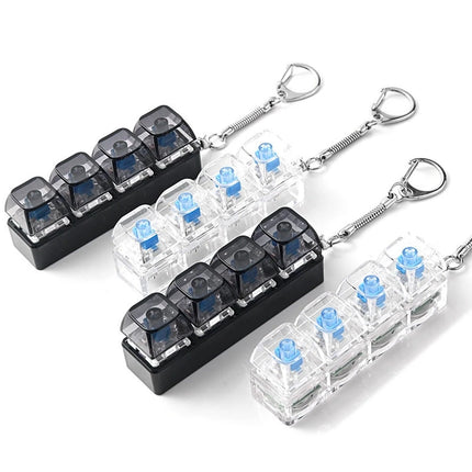 4-Key Polka Dot Keychain Pendant Fidget Stress Releasing Decompression Keychain Press Keyboard Button Keycap Bags Charm Pendant