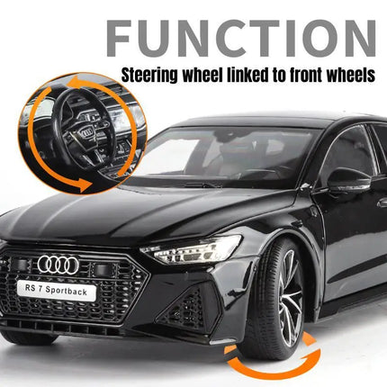 1/18 Audi RS7 Sportback Toy Car Model Diecast Alloy Metal Miniature Pull Back Sound Light Collection Gift For Boy Children Kid