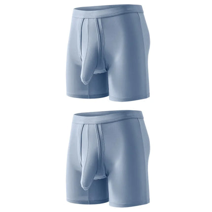 2PCS Mens Long Legs Underwear Separate Ball Pouch Breathable Comfort Sport Seamless Boxer Trunks Shorts Calzoncillo Hombre