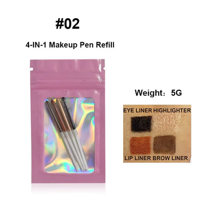 4 in 1 Long-lasting Vegan Makeup Pen Face Eye Makeup Beauty Pencil Eyebrow Eyeliner Lip Liner Highlighter Pen