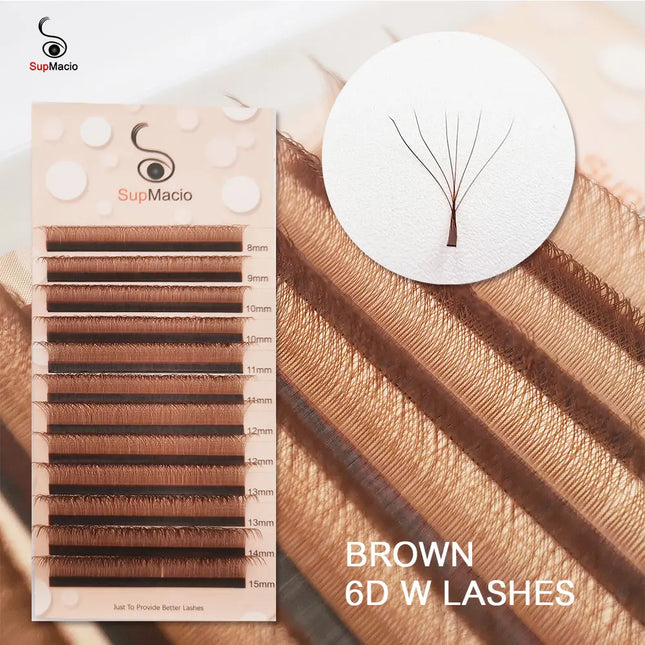 Supmacio Brown 3D/4D/5D W Lashes Bloom Automatic Flowering Soft Premade Fans Natural Soft Individual Eyelashes