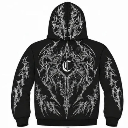 Unisex Loose Fit Pullover Hoodie Sinner Reflective Graphic Harajuku Vintage Fashion American Streetwear Mens Hooded Sweatshirt
