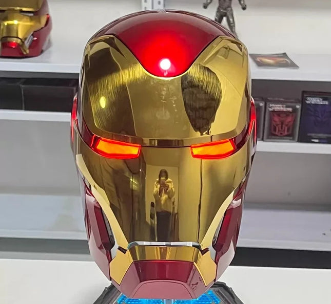 Silver Red MK5 Pro Max Helmet Collectible Ornament - Voice Remote Control Automatic Functions Upgrade Version Ideal Gift