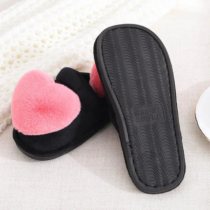 Autumn/winter Warm Cotton Slippers Women's Cartoon Peach Heart Design Floor Anti-slip Home Slippers For New Mothers