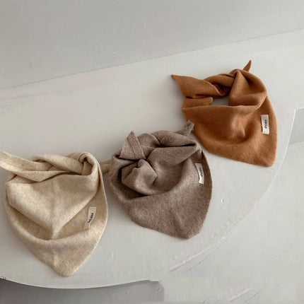 Korean Wool Triangle Scarf for Baby Warm Thick Cashmere Scarves Kids Toddler Simple Knitted Neckerchief