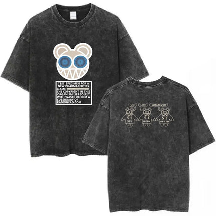 Radiohead Rock Band Washed Cotton T-Shirt Men Women Hip Hop Music Tee Fashion Short Sleeve T-shirt Summer Oversized T-shirts Tops