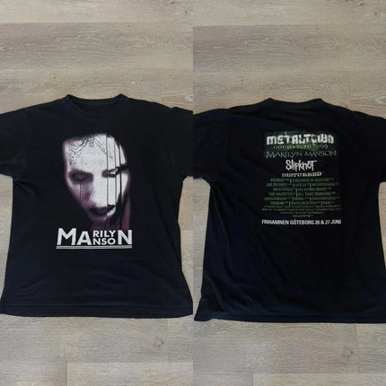 Gothic Rock Marilyn Manson Fan Tees Vintage Death Hype T-shirts Men Women Oversized Y2k 90s Pure Cotton Streetwear Clothing Tops