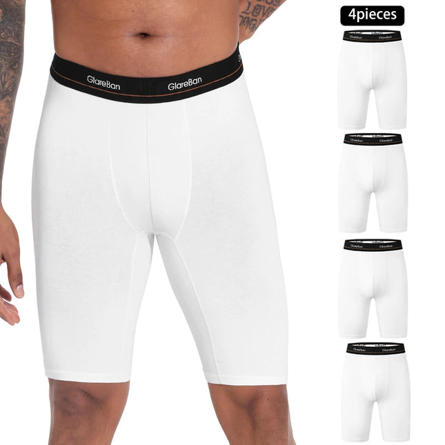 4pc Set Long leg White Cotton Boxer Men Underwear Male Brand Panties And Underpants For Homme Luxury Shorts Box Slip Briefs Soft