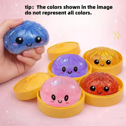 In Stock Glitter Dumpling Glitter Dumpling Squishy Blind Box Dumplings Sensory Squeeze Toy for Stress Relief Desktop Decoration