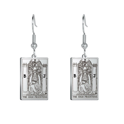 Classic Tarot Cards Stainless Steel Drop Earring for Women Sun Moon Star Lovers Divination Tarot Jewelry Birthday Gift