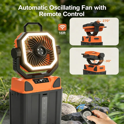 30000mAh Spray Camping Fan with Remote Control and 38H Max Runtime – Outdoor 6L Water Tank 4Nozzle Mist Spray Fan for Fishing