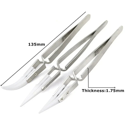 1-3pcs Ceramic Tip Labor-saving Electronic Soldering Tweezers, Anti-Static Reverse Acid Resistant Precision Chuck Tweezers 2025