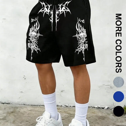 Men's Summer High-Street Style Printed Knit Shorts: Casual, Sporty, and Streetwear Shorts