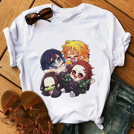 Kimetsu No Yaiba Kamado Nezuko Graphic Print T-shirt Women Harajuku Aesthetic White Tops Tshirt 2021 Japan Style Female T Shirt