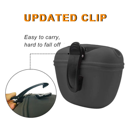 Silicone Dog Treat Pouch-Small Training Bag-Portable Dog Treat Bag for Leash with Magnetic Closure and Waist Clip airtight seale