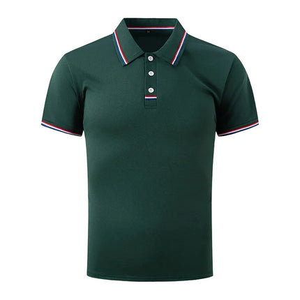 Men's Quick-Drying Solid Color Polo Shirt Summer Elastic Collared Short-Sleeved Sports T-Shirt for Active Wear