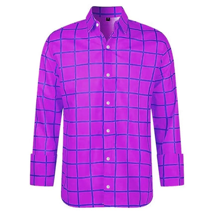 Fashion Men's Long Sleeve Shirt Casual Plaid Color Summer New 3D Printed Lapel Shirt Men and Women  Unisex Clothing Tops