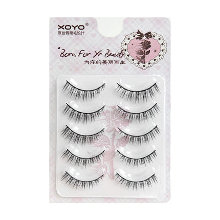 Cosplay makeup false eyelashes one piece hard stem baby straight natural look synthetic fiber strip lashes 7-13mm C curl lash